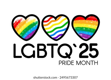 LGBTQ Pride Month 2025 rainbow logo. Vector symbol of Pride Month support.