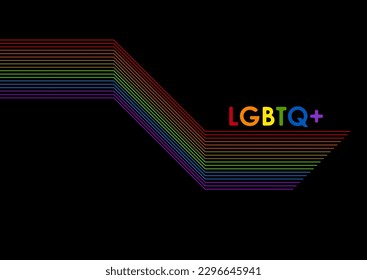 Mes del Orgullo LGBTQ líneas láser coloridas abstractas de fondo negro. Diseño de vectores