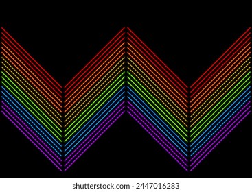 Mes del Orgullo LGBTQ abstracto colorido láser líneas de fondo negro. diseño de Vector