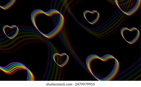 LGBTQ Pride Month abstract colorful hearts background. Concept vector design with rainbow flag colors