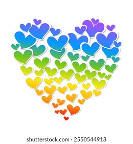 LGBTQ Pride Month abstract colorful hearts background. Concept vector design with rainbow flag colors