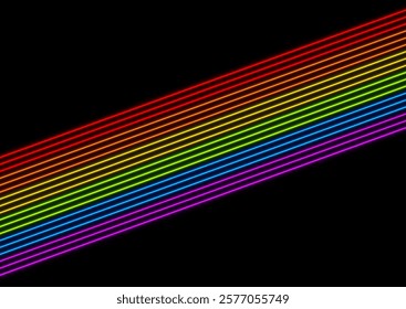 LGBTQ Pride Month abstract colorful laser lines black background. Vector design