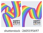 LGBTQ pride month background template, wave flag rainbow color of pride month