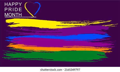 LGBTQ+ pride month background. Vector background with rainbow colors and heart shape