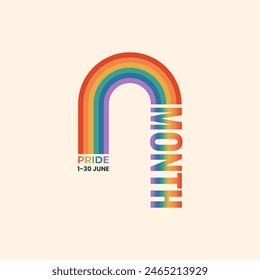 LGBTQ pride month banner, card, poster template with rainbow. Gay parade celebration. Vector illustration