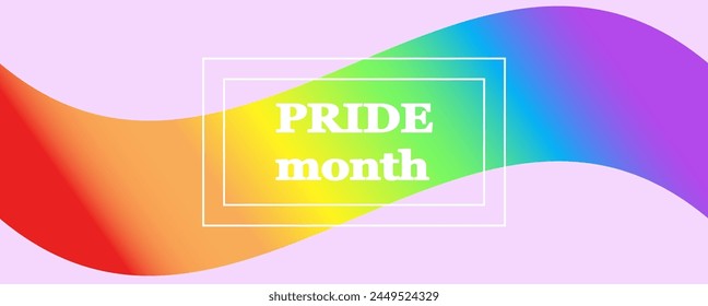 LGBTQ pride month banner. Rainbow PRIDE month with festival parades, parties and social events. Colorful rainbow flag. Vector design template.
LGBTQIA Pride Month Text. Pride flag vector.