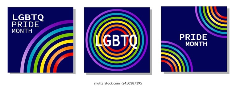 LGBTQ pride month banner. Rainbow PRIDE month with festival parades, parties and social events. Colorful rainbow flag. Vector design template.
LGBTQIA Pride Month Text. Pride flag vector.