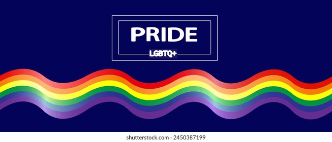 LGBTQ pride month banner. Rainbow PRIDE month with festival parades, parties and social events. Colorful rainbow flag. Vector design template.
LGBTQIA Pride Month Text. Pride flag vector.