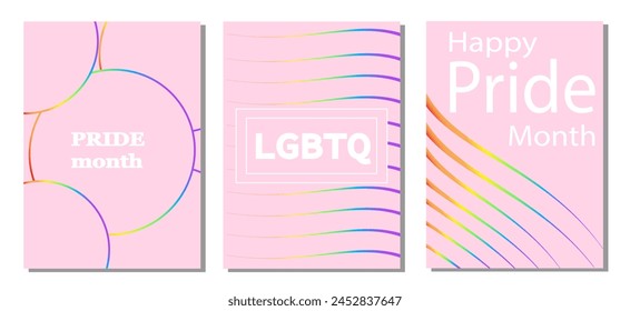 LGBTQ pride month banner. Rainbow PRIDE month with festival parades, parties and social events. Colorful rainbow flag. Vector design template. LGBTQIA Pride Month Text. Pride flag vector.