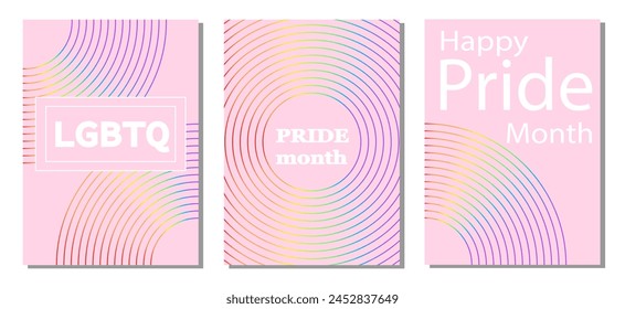 LGBTQ pride month banner. Rainbow PRIDE month with festival parades, parties and social events. Colorful rainbow flag. Vector design template. LGBTQIA Pride Month Text. Pride flag vector.