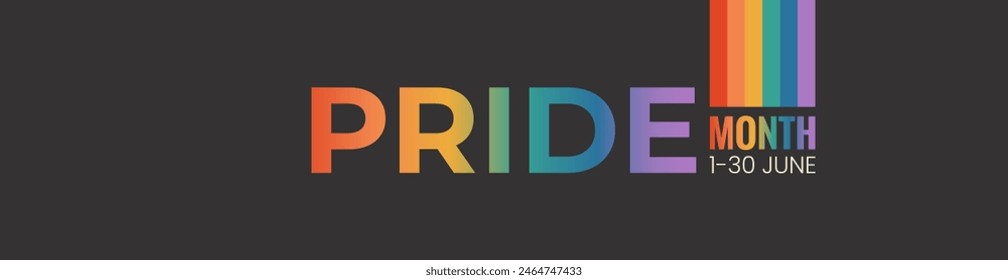 LGBTQ pride month banner template with rainbow flag. Gay parade celebration. Vector illustration