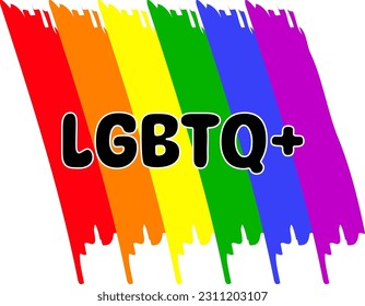 LGBTQ+  Pride Month Banner.LGBTQ+ Lettering on pride flag colors