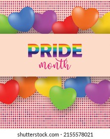 LGBTQ Pride Month. Design with balloon colorful rainbow background. vector.