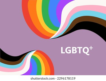 LGBTQ Pride Month. Flag and symbols for gay bisexual transgender and Queer. Vector illustration, LGBTQ event banner design with copy space.