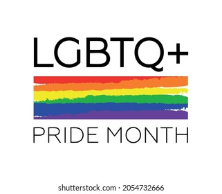 lgbtq pride month logo with rainbow flag. vector symbol of pride month support. isolated by layers on white for any design.
