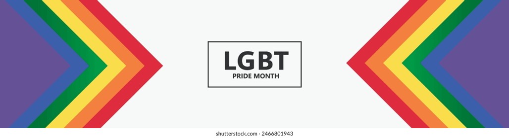 LGBTQ Pride Month poster design banner background. Pride symbol on rainbow flags. Lesbian Gay Bisexual Transgender. Human rights and tolerance. Element for social post, banner. Vector Illustration.