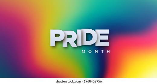 LGBTQ Pride Month. Vector illustration. White paper label on liquid rainbow background. Human rights or diversity concept. LGBT event banner design.