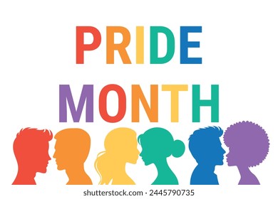 LGBTQ PRIDE MONTH. Vector illustration. Silhouettes of people