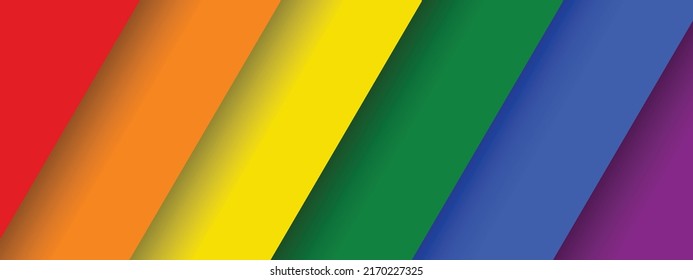 LGBTQ Pride Month. White paper text Pride label on blurred rainbow background. Banner 2022. Human rights or diversity concept. Template LGBT event banner design.