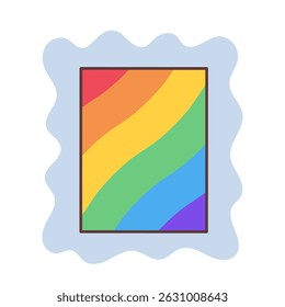 Sello postal del orgullo LGBTQ+ con colores del arco iris. Ilustración vectorial.