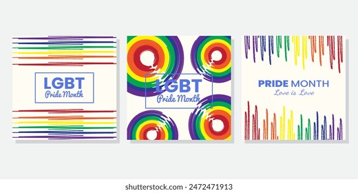 LGBTQ+ Pride Posters: These eye-catching posters feature hand-drawn rainbow lines celebrating LGBTQ+ Pride Month.