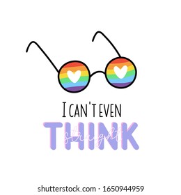 LGBTQ pride print with cute glasses. Vector hand drawn illustration and lettering. Pride Month poster, banner, logo design.