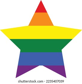 lgbtq+ pride rainbow flag in a shape of star
