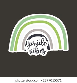 Pegatina de la bandera arcoíris del Orgullo LGBTQ con vibraciones del Orgullo Gay. Diseño comunitario LGBTQ. Bandera del orgullo sexual del vector de valores.