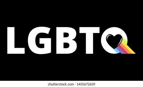 LGBTQ Pride rainbow text symbol. Pride month celebration isolated on black background.