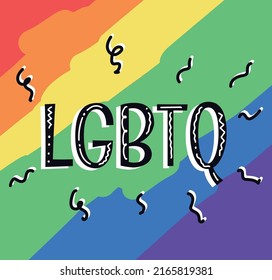 LGBTQ PRIDE vector, LGBTQ pride vector design on rainbow background, LGBTQ typographic design on colorful background, gender diversity