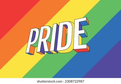 LGBTQ PRIDE vector, pride vector design on rainbow background, LGBTQ typographic design on colorful background, gender diversity