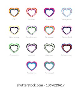 LGBTQ+ pride vector flags set, LGBT symbols.