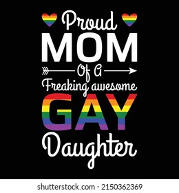 LGBTQ Proud Mom Of A Gay Daughter LGBTQ Ally Free Mom Hugs T-Shirt