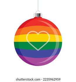 LGBTQ rainbow christmas ball icon vector. LGBTQ rainbow christmas bauble icon isolated on a white background. LGBT graphic design element