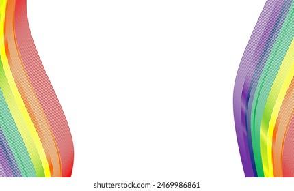 LGBTQ rainbow color background wallpaper image, column wave border, presentation slide template 