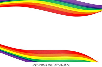 LGBTQ rainbow color background wallpaper image, column wave border, presentation slide template, top and bottom