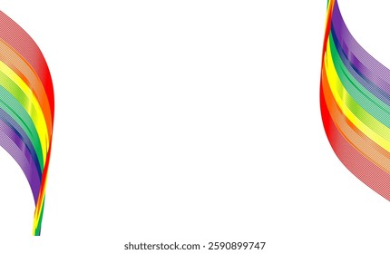 LGBTQ rainbow color background wallpaper image, column wave border, presentation slide template