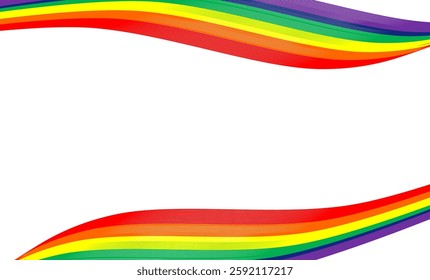 LGBTQ rainbow color background wallpaper image, column wave border, presentation slide template, top and bottom