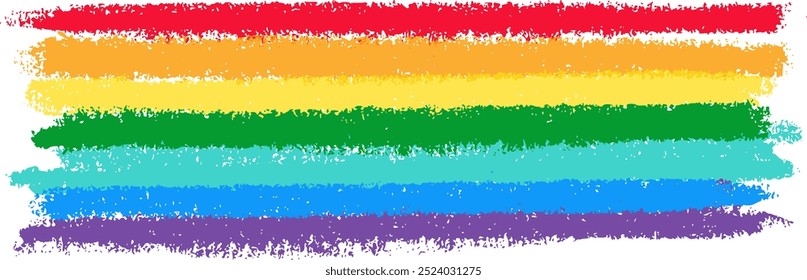 LGBTQ Rainbow Flag Crayon Chalk Drawing Vector