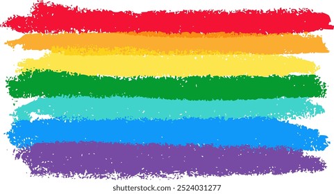 LGBTQ Rainbow Flag Crayon Chalk Drawing Vector