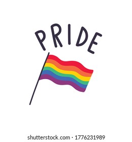 lgbtq rainbow flag doodle icon, vector illustration