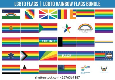 LGBTQ Rainbow Flags Bundle High Quality Illustration