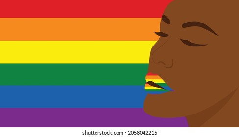 LGBTQ rainbow transgender background on woman face vector illustration