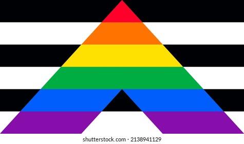 LGBTQ+ Rights Pride Flag Of Straight Ally Vector