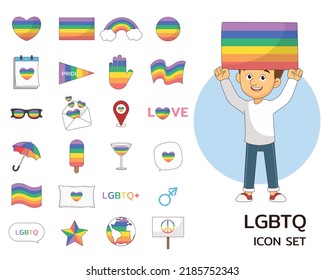 LGBTQ set concept flat icons