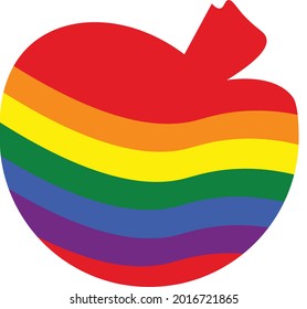 LGBTQ simple apple rainbow pride icon vector illustration red orange yellow green blue indigo violet color