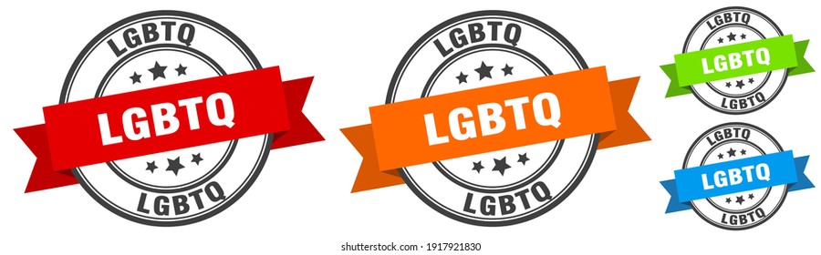 lgbtq stamp. lgbtq round band sign set. Label