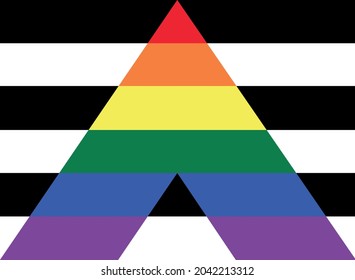 LGBTQ + Straight Ally Flag For The Rights Of Pride And Sexuality Allies' Support Of The LGBTQ+ Community.