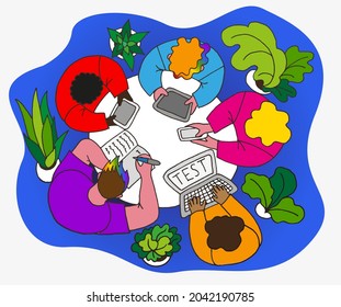 LGBTQ Students in classes. Can be used for the design of greeting cards, invitations, posters, banners, packaging, web, print, cloth texture or wallpaper. Vector illustration.