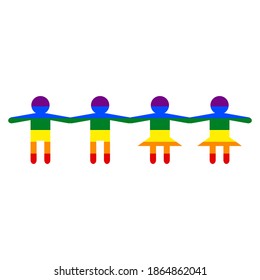 LGBTQ symbol fill rainbrow color on whrite background.